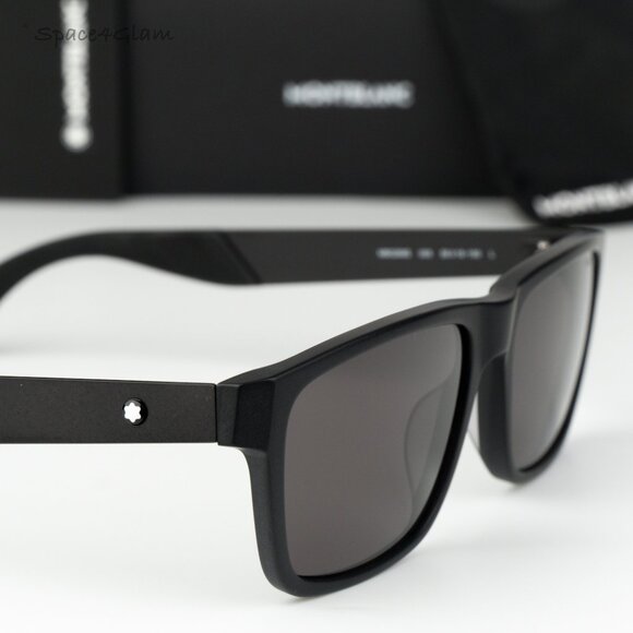 Montblanc Women Sunglasses Matte Black Grey Rectangle MB0299S 005 NEW AUTHENTIC main image 5